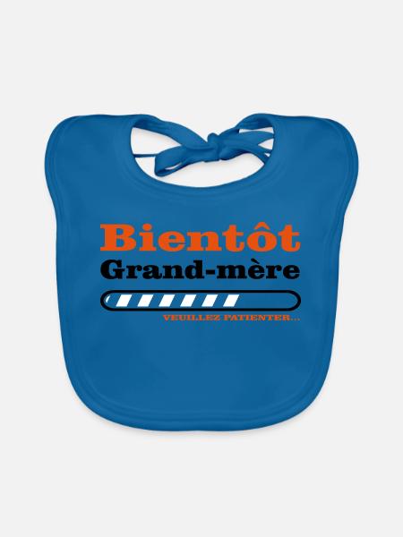 bientôt grand mère  - Bavoir bio Bébé - bleu paon - Devant