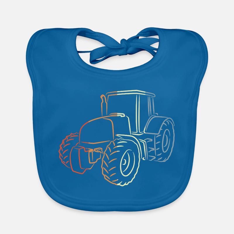 Retro Tractor Sketch Organic Baby Bibs
