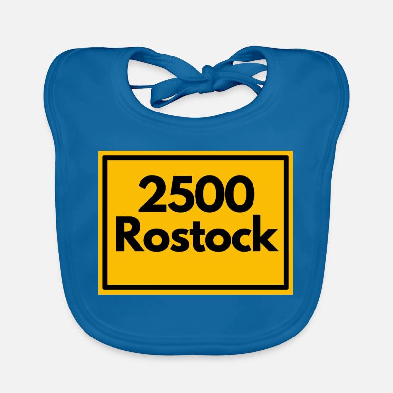 RETRO ZIP 2500 ROSTOCK, DDR STYLE, POSTCODE Organic Baby Bibs