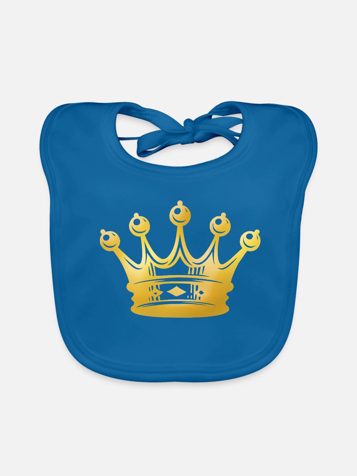 Goldene Krone Silhouette - Baby Bio-Lätzchen - Pfauenblau - Vorne