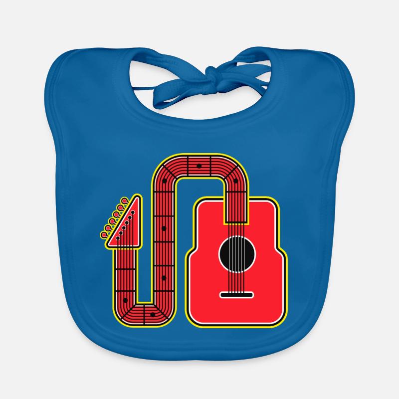 Red Abstract Shape Guitar Organic Baby Bibs