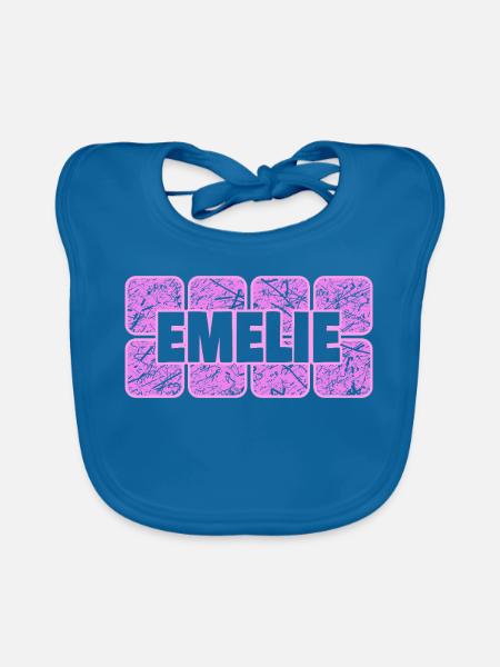 Geschenk für Emelie - Baby Bio-Lätzchen - Pfauenblau - Vorne
