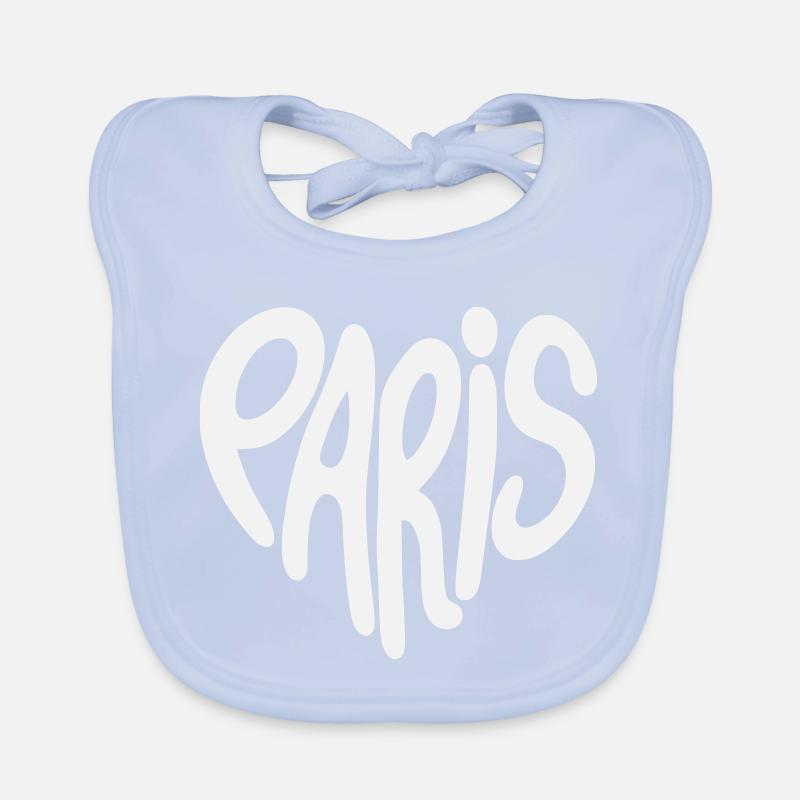 Paris Graffiti Script Logo Heart Shaped Organic Baby Bibs