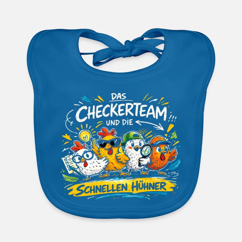 The checker team and the fast chickens Organic Baby Bibs
