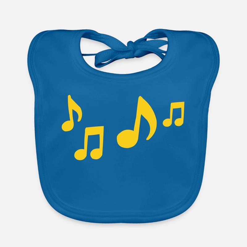 Yellow Musical Notes Contrast Organic Baby Bibs