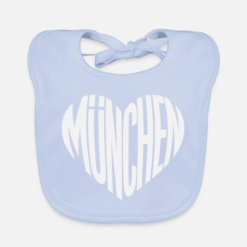 München Herz Silhouette - Designfarbe variabel Baby Bio-Lätzchen