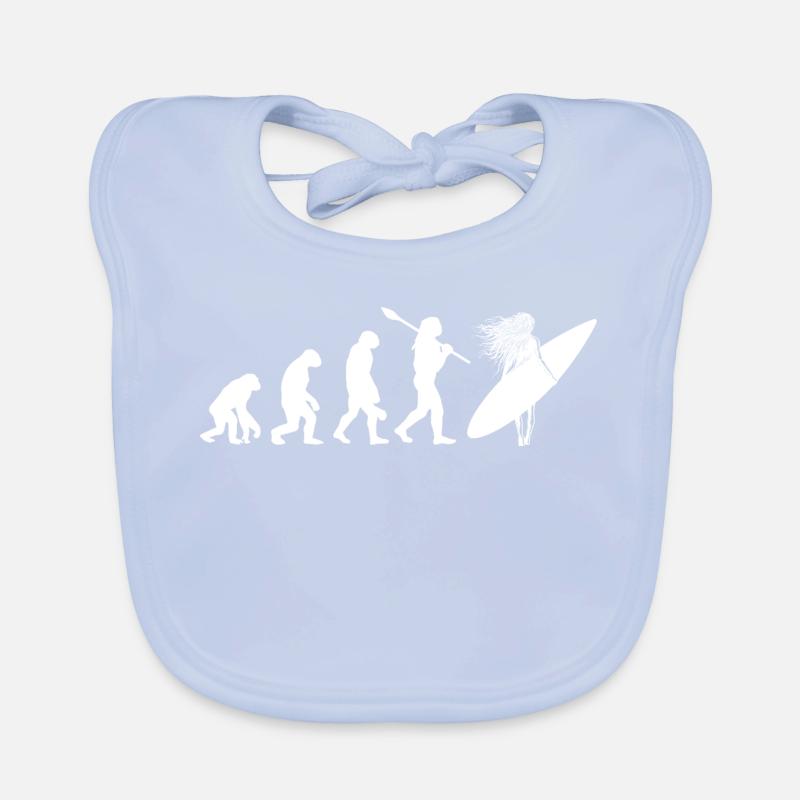 Surfing Evolution Weibliche Surfer-Silhouetten-Kunst Baby Bio-Lätzchen