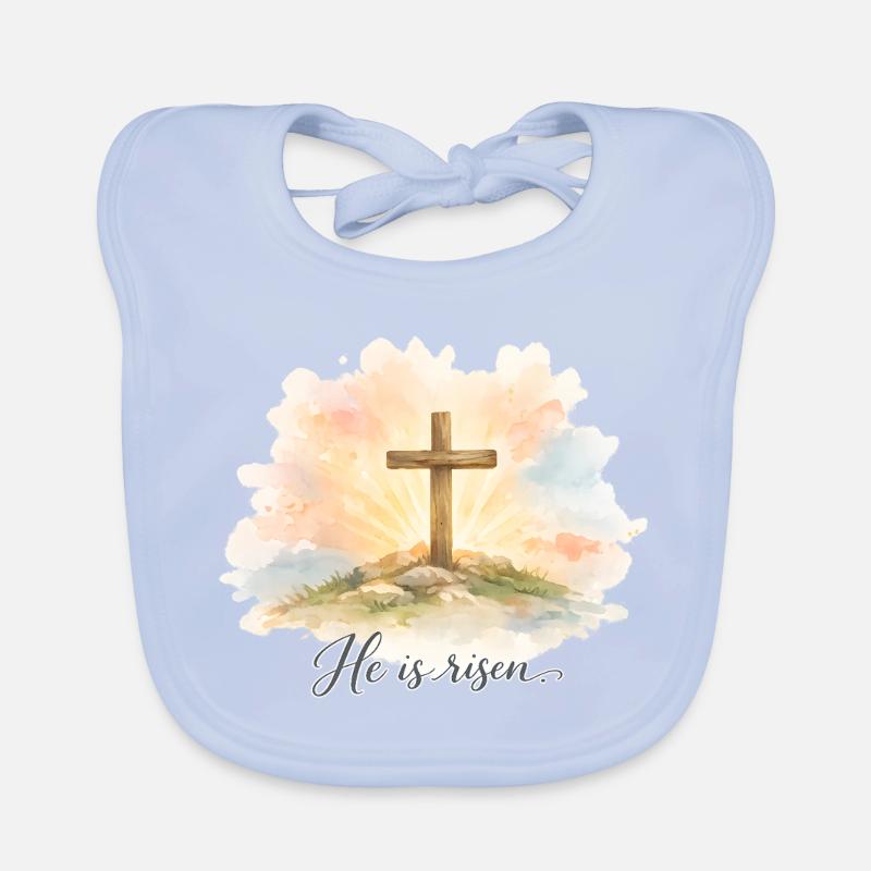 Resurrection He is Risen Easter Jesus Organic Baby Bibs