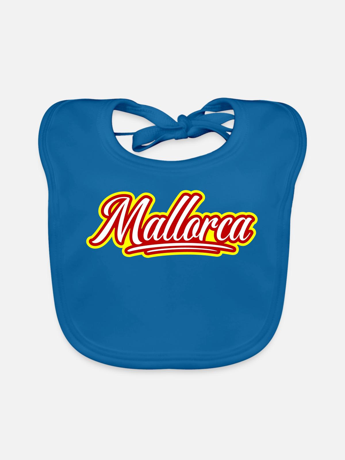 Mallorca Schrift - Baby Bio-Lätzchen - Pfauenblau - Vorne