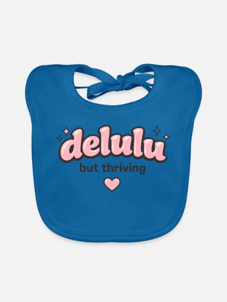 Delulu Thriving Logo - Baby Bio-Lätzchen - Pfauenblau - Vorne