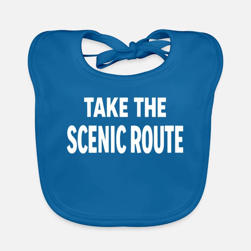Take the scenic route Abenteuer Reise Spruch Organic Baby Bibs