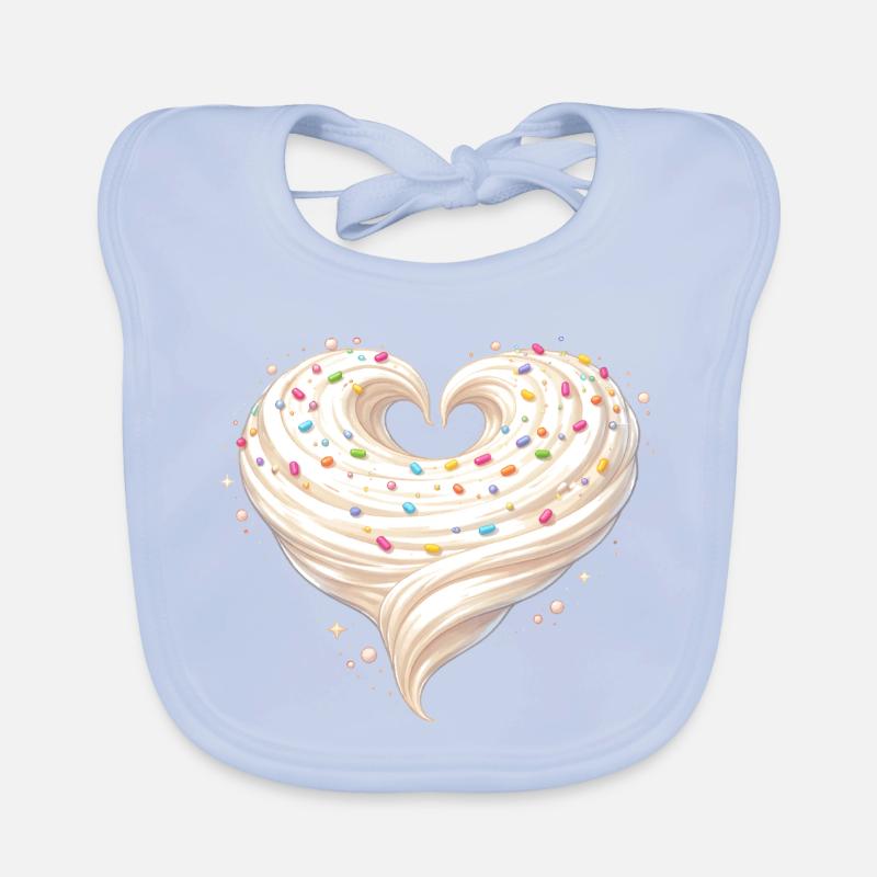 Cream Heart Baking Sweet Design Organic Baby Bibs