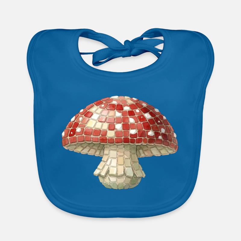 Toadstool Mosaic - Retro Forest for Mushroom Pickers Organic Baby Bibs