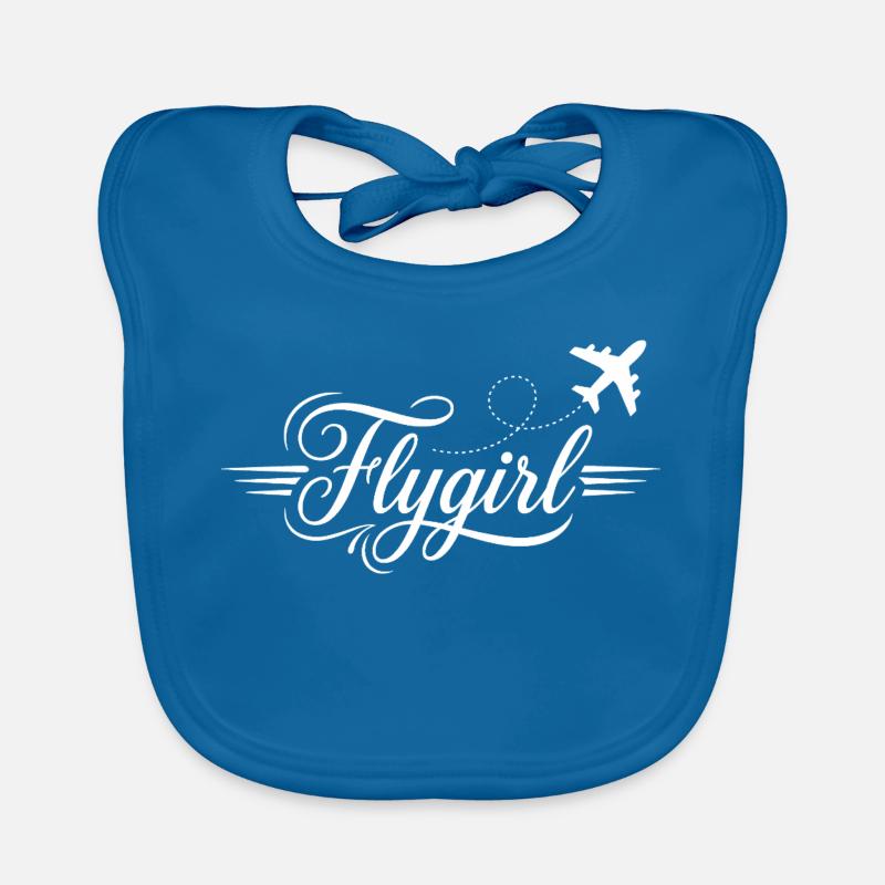 Flygirl Script with Airplane Flourish Organic Baby Bibs