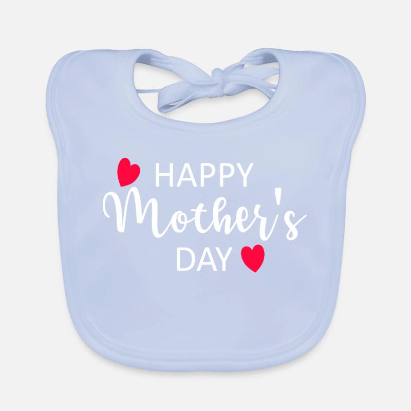 Happy Mother's Day Script Hearts Organic Baby Bibs
