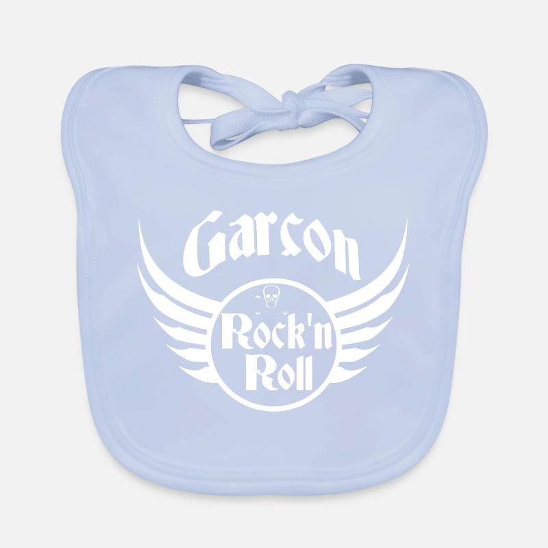 Garçon Rock and Roll Crâne Ailes Blanc Bavoir bio Bébé