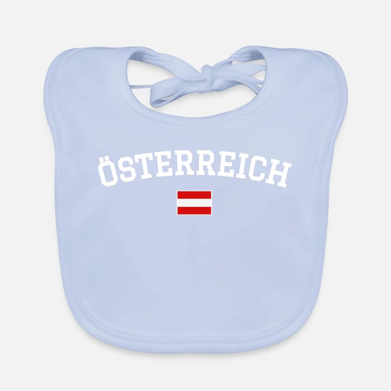 Austria Flag Design White Organic Baby Bibs