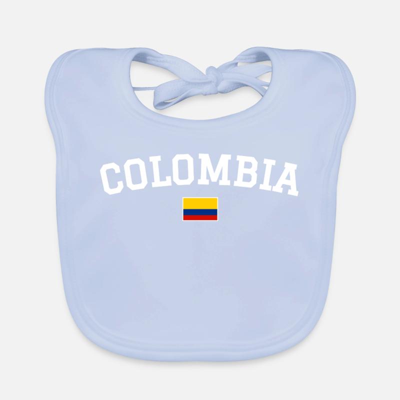 Colombia Flag Design White Organic Baby Bibs
