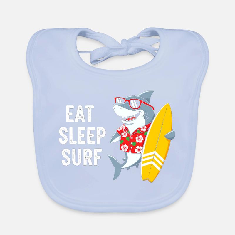 Eat, Sleep Surf Shark Baby Bio-Lätzchen