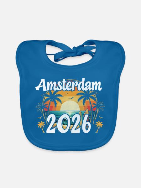 Amsterdam 2026 - Baby Bio-Lätzchen - Pfauenblau