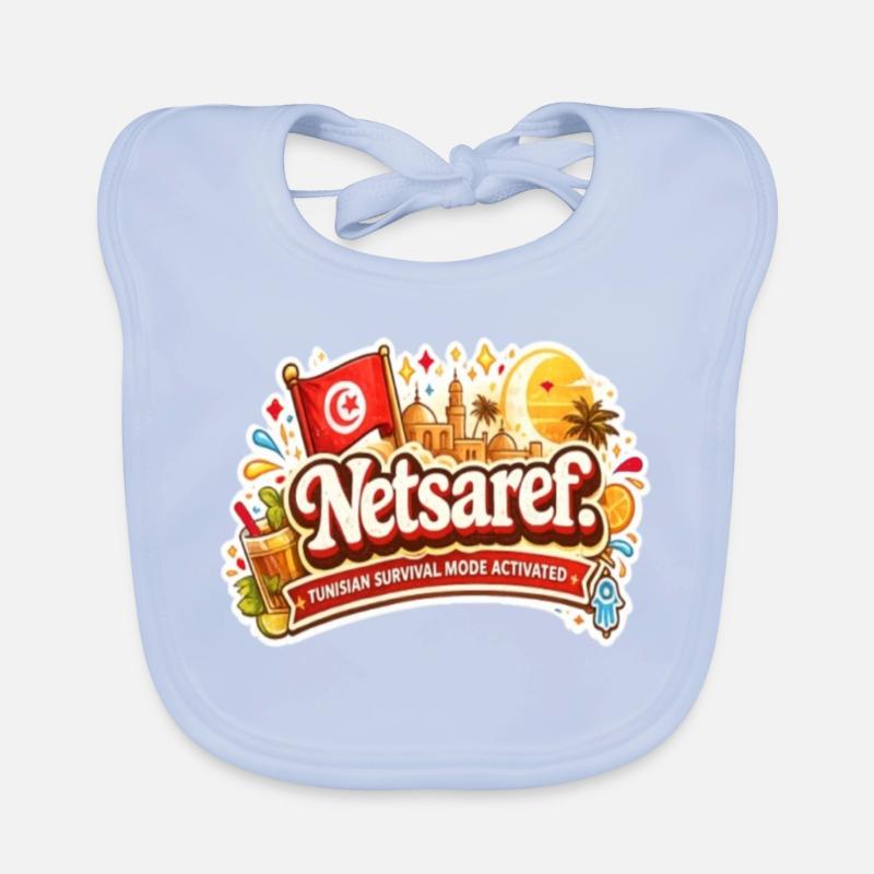 Netsaref – Lustiges tunesisches Überlebensmodus-Design Baby Bio-Lätzchen