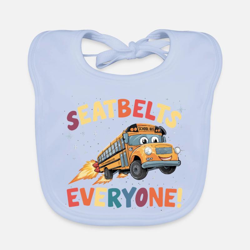 Space School Bus Rocket Flight Organic Baby Bibs