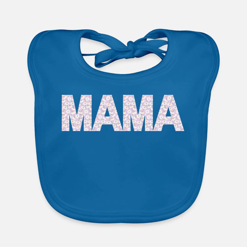 Typographie de Mom Blossoms - Bavoir bio Bébé - bleu paon