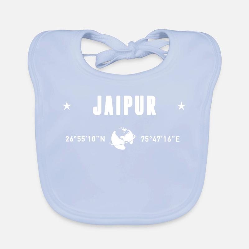 Jaipur India Coordinates Planet Earth White Organic Baby Bibs