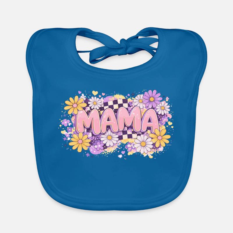 MAMA Damier Rétro et Fleurs Pastel | Chic Bavoir bio Bébé