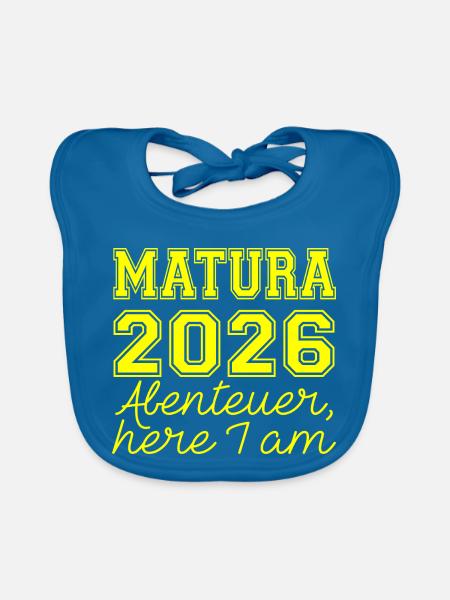 Matura 2026 Spruch - Baby Bio-Lätzchen - Pfauenblau - Vorne