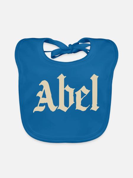 Écriture gothique d’Abel - Bavoir bio Bébé - bleu paon - Devant