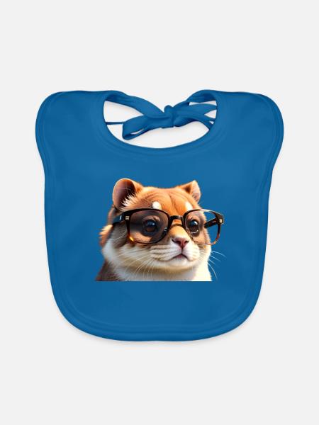 Brillentragende Katze - Baby Bio-Lätzchen - Pfauenblau
