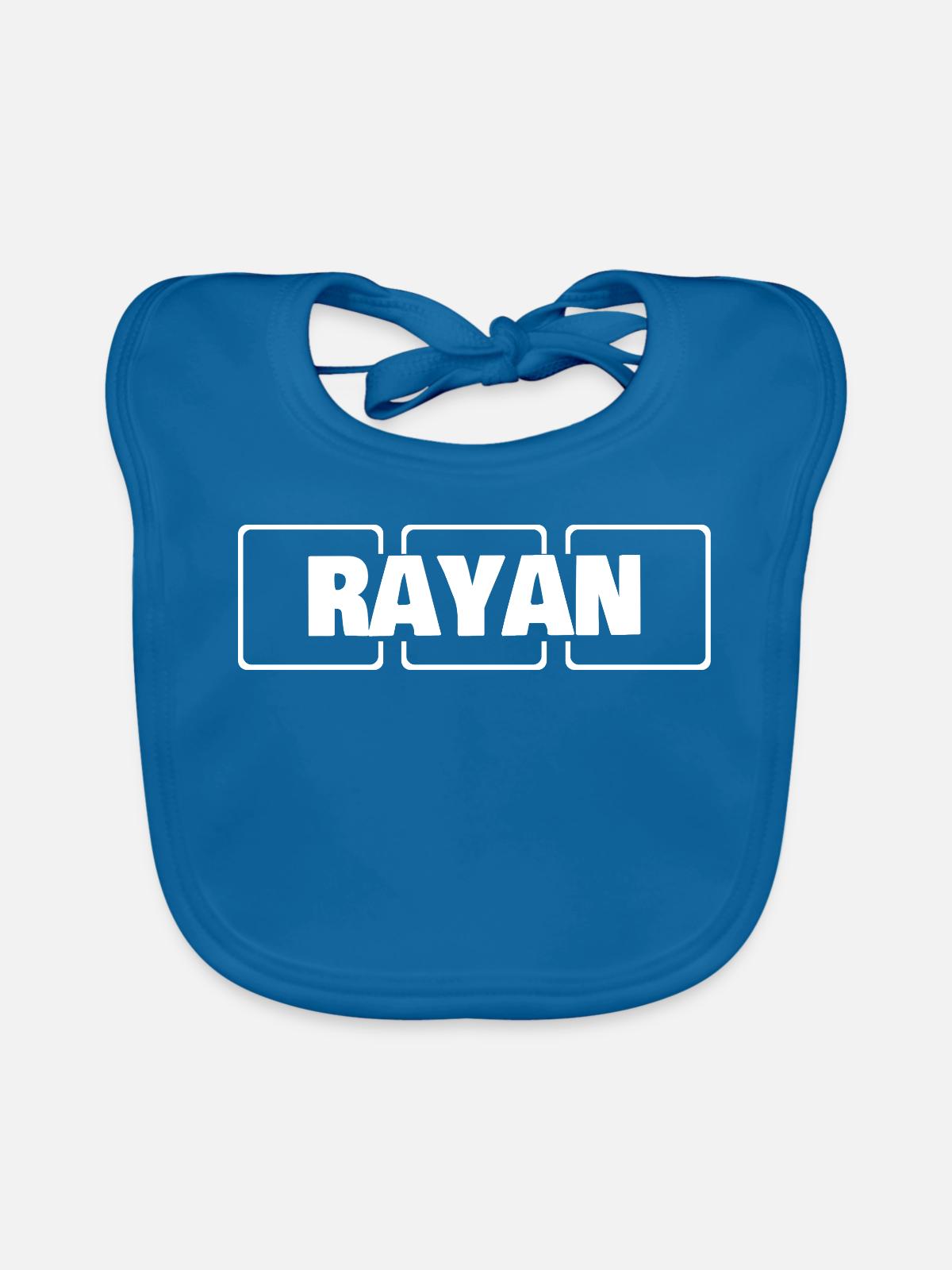 Rayan als Geburtsname - Baby Bio-Lätzchen - Pfauenblau - Vorne