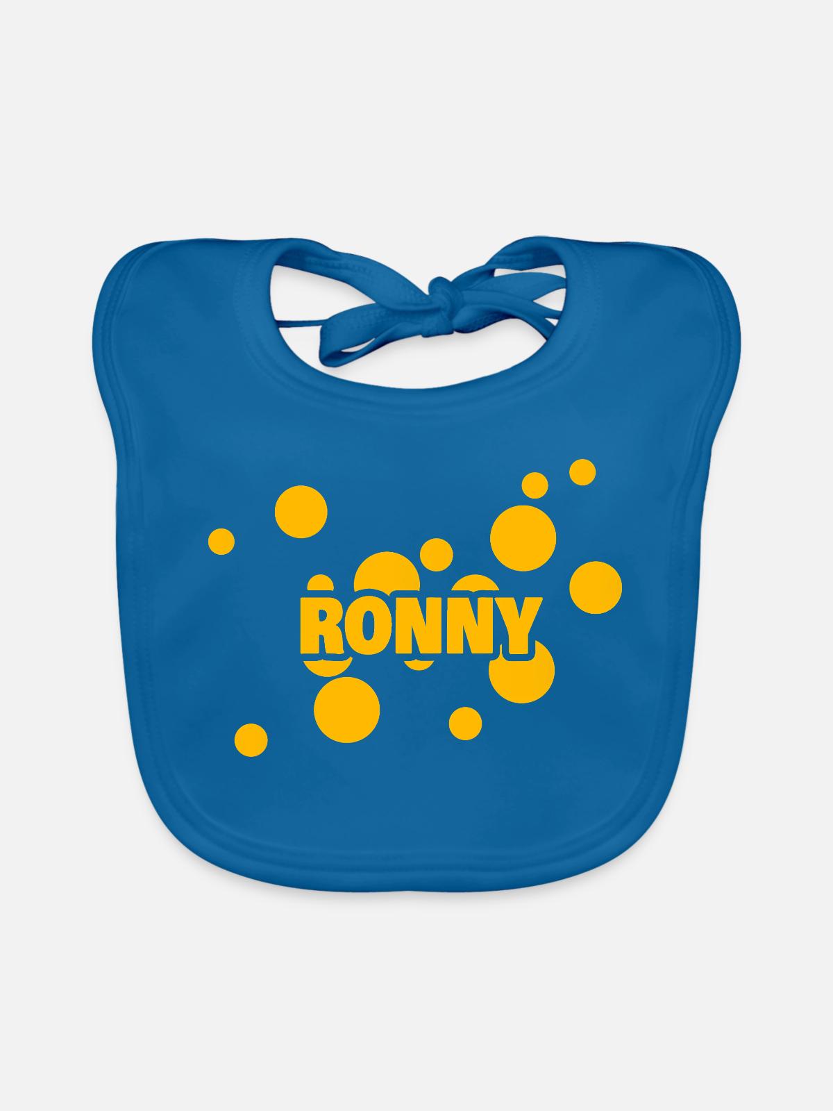 Ronny als Vorname - Baby Bio-Lätzchen - Pfauenblau - Vorne