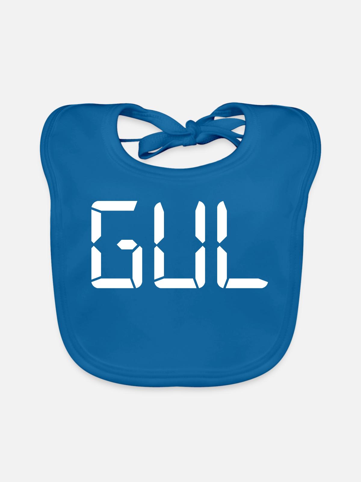 Gelb – LCD - Baby Bio-Lätzchen - Pfauenblau - Vorne