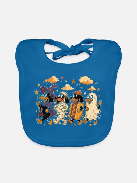 Halloween Hundekostüm Parade - Baby Bio-Lätzchen - Pfauenblau - Vorne