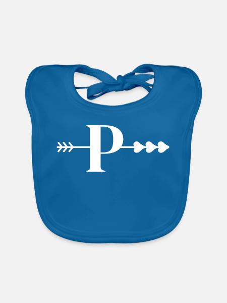 Buchstabe p Pfeil Herz - Baby Bio-Lätzchen - Pfauenblau