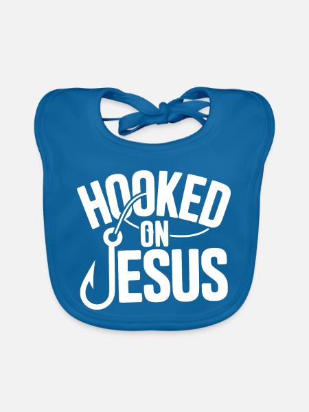 Süchtig nach Jesus - Baby Bio-Lätzchen - Pfauenblau