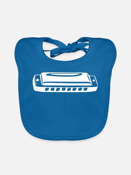 Mundharmonika Geschenk Musiker - Baby Bio-Lätzchen - Pfauenblau