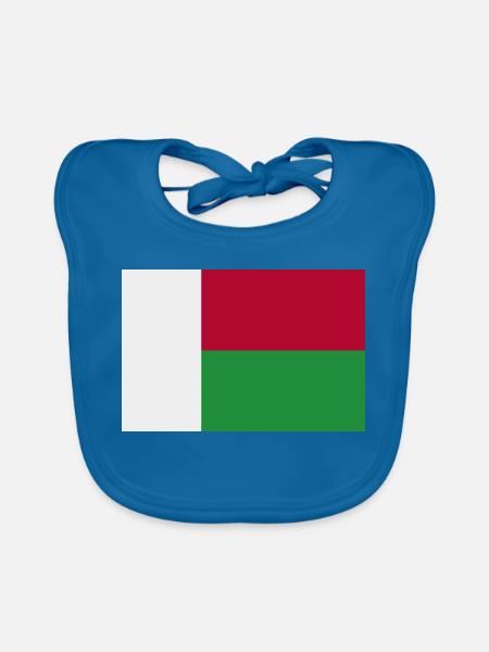Madagaskar-Flagge - Baby Bio-Lätzchen - Pfauenblau - Vorne