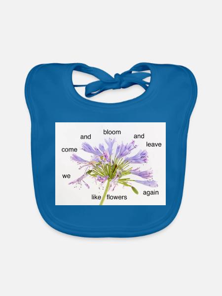 Zyklus der Blüte – Blumenpoem - Baby Bio-Lätzchen - Pfauenblau