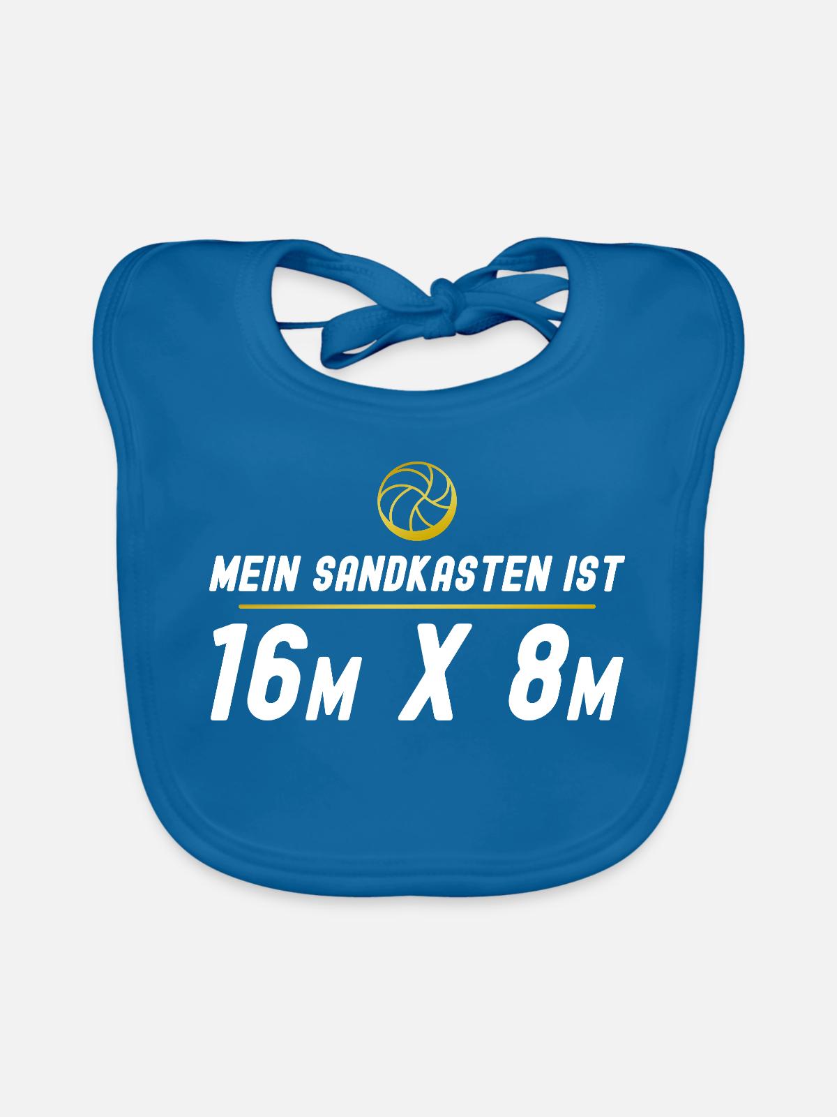 Beachvolleyball Spruch - Baby Bio-Lätzchen - Pfauenblau - Vorne