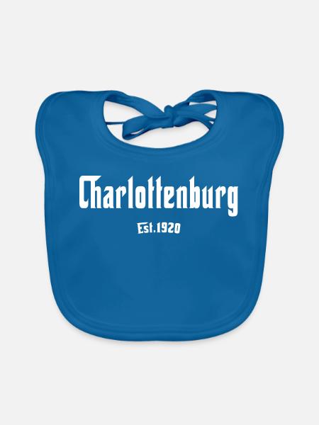 Charlottenburg 1920 Vintage Distressed Berliner - Baby Bio-Lätzchen - Pfauenblau - Vorne