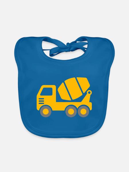 Betonmischer Illustration für Babys und Kinder - Baby Bio-Lätzchen - Pfauenblau - Vorne