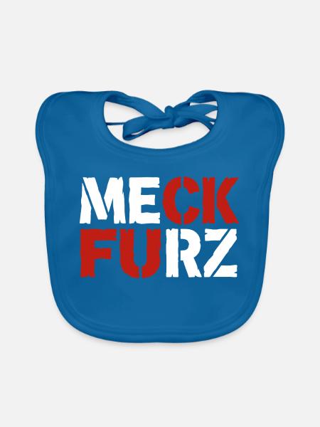 Meck Furz | Merz - nicht mein Kanzler - Baby Bio-Lätzchen - Pfauenblau - Vorne