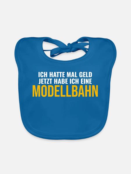 Modellbahn Modellbahner Geschenk Spruch - Baby Bio-Lätzchen - Pfauenblau