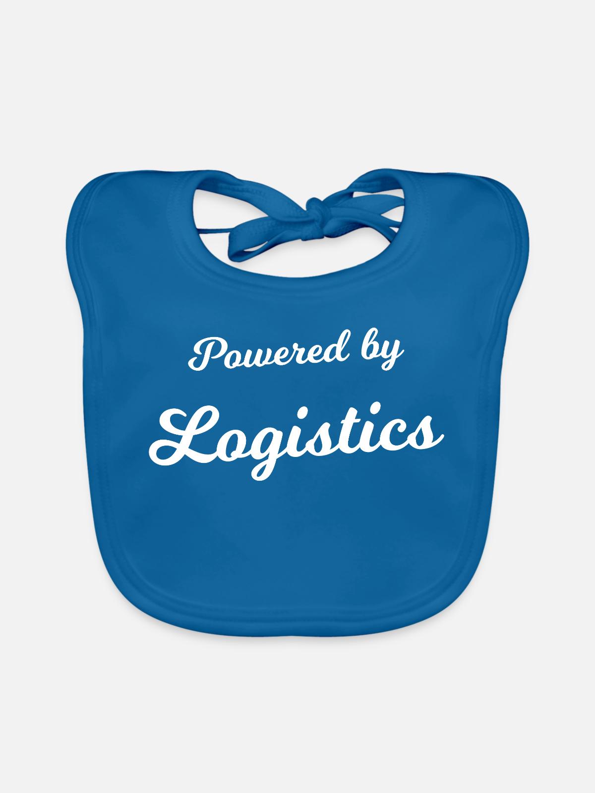 Powered by Logistics - Baby Bio-Lätzchen - Pfauenblau - Vorne