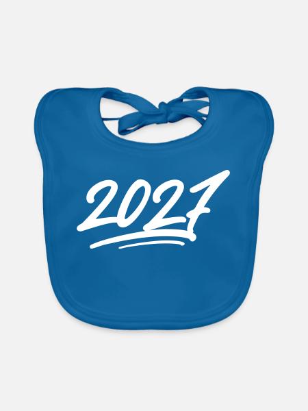 2027 Jahr - Baby Bio-Lätzchen - Pfauenblau