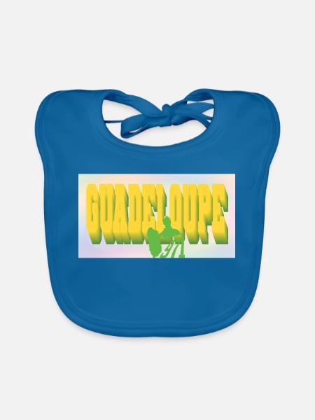 Guadeloupe 971 Souvenir-Geschenkkarte - Baby Bio-Lätzchen - Pfauenblau - Vorne