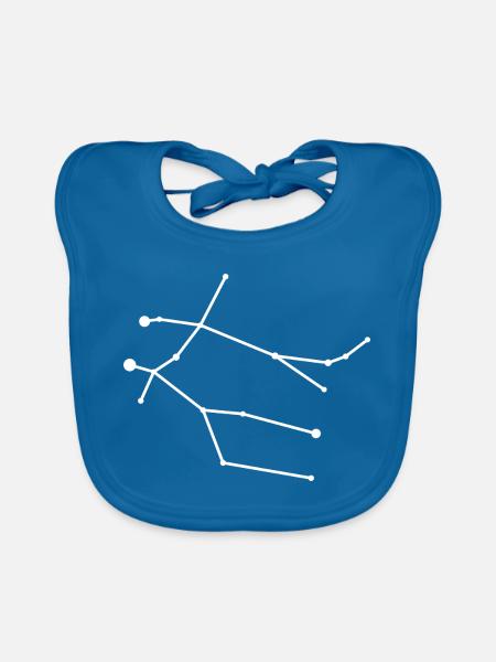 Zwillinge-Tierkreis-Sternbild - Baby Bio-Lätzchen - Pfauenblau